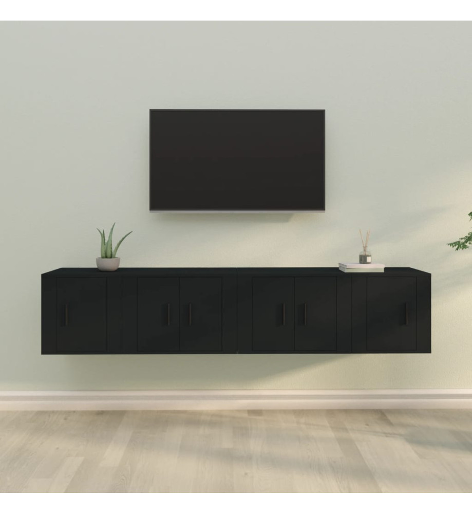 Ensemble de meubles TV 4 pcs Noir Bois d'ingénierie