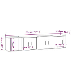 Ensemble de meubles TV 4 pcs Noir Bois d'ingénierie