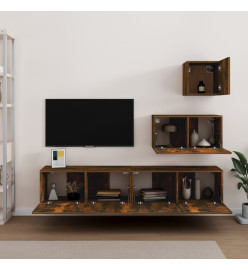 Ensemble de meubles TV 4 pcs Chêne fumé Bois d'ingénierie