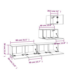 Ensemble de meubles TV 4 pcs Chêne fumé Bois d'ingénierie