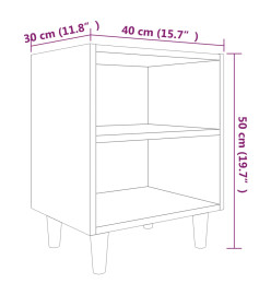 Table de chevet avec pieds en bois massif Chêne fumé 40x30x50cm