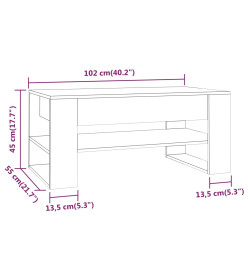 Table basse Gris béton 102x55x45 cm Bois d'ingénierie