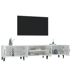 Meuble TV blanc brillant 180x31,5x40 cm bois d'ingénierie