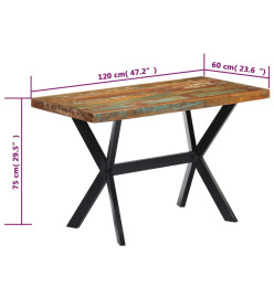 Table de salle à manger 120x60x75cm Bois de récupération massif