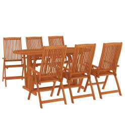 Ensemble à dîner de jardin 7 pcs Bois d'eucalyptus massif