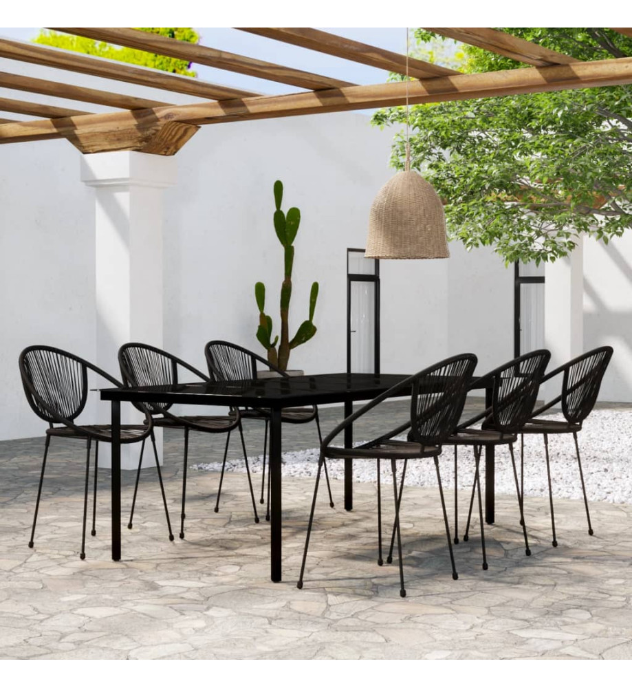 Ensemble de salle à manger de jardin 7 pcs Noir