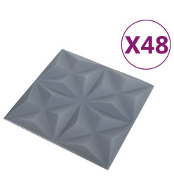 Panneaux muraux 3D 48 pcs 50x50 cm Gris origami 12 m²