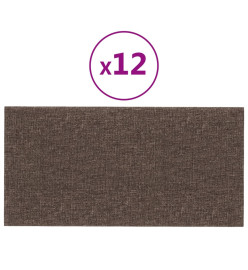 Panneaux muraux 12 pcs Taupe 30x15 cm Tissu 0,54 m²