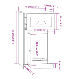 Armoire latérale avec tiroir sonoma gris 40x50x75 cm