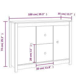 Buffet Blanc 100x35x74 cm Bois massif de pin