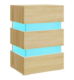 Table de chevet à LED chêne sonoma 45x35x67cm bois d'ingénierie