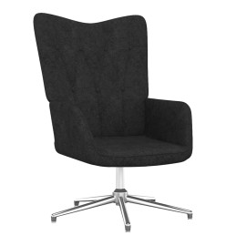 Chaise de relaxation avec tabouret Noir Tissu