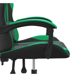 Chaise de jeu pivotante Noir et vert Similicuir