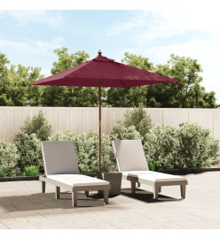 Parasol de jardin avec mât en bois rouge bordeaux 198x198x231cm