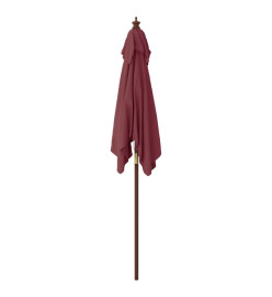 Parasol de jardin avec mât en bois rouge bordeaux 198x198x231cm