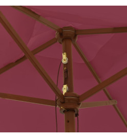 Parasol de jardin avec mât en bois rouge bordeaux 198x198x231cm