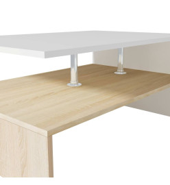 Table basse en aggloméré 90 x 59 x 42 cm Chêne et blanc