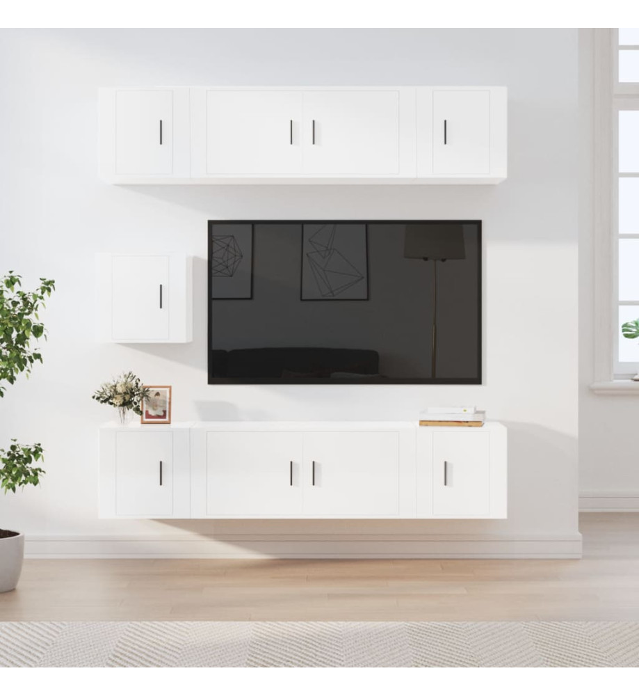 Ensemble de meubles TV 7 pcs Blanc brillant Bois d'ingénierie