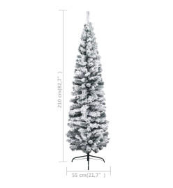 Arbre de Noël artificiel mince avec LED et boules Vert 210 cm