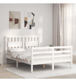 Cadre de lit avec tête de lit blanc 140x200 cm bois massif