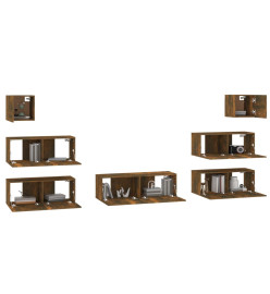 Ensemble de meubles TV 7 pcs Chêne fumé Bois d'ingénierie