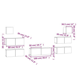 Ensemble de meubles TV 7 pcs Chêne fumé Bois d'ingénierie