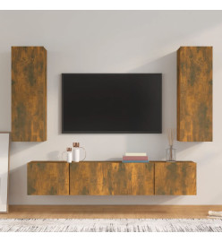 Ensemble de meubles TV 4 pcs Chêne fumé Bois d'ingénierie