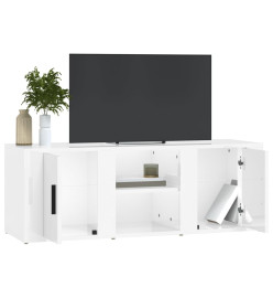 Meuble TV Blanc brillant 100x31,5x35 cm Bois d'ingénierie