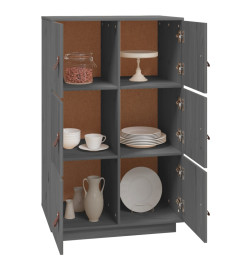 Buffet haut Gris 67x40x108,5 cm Bois massif de pin