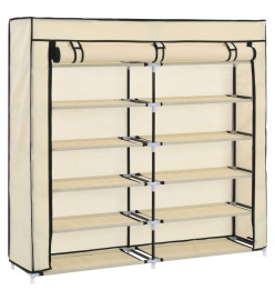 Armoire à chaussures avec housse Crème 115x28x110 cm Tissu