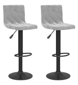 Tabourets de bar 2 pcs Gris clair Velours