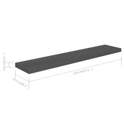 Étagère murale flottante Gris brillant 120x23,5x3,8 cm MDF