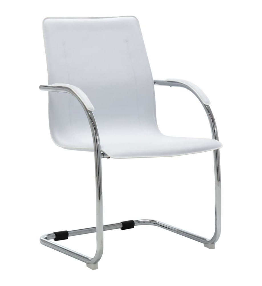 Chaise de bureau cantilever Blanc Similicuir