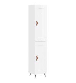 Buffet haut Blanc brillant 34,5x34x180 cm Bois d'ingénierie