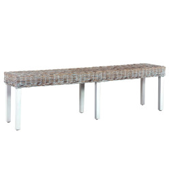 Banc 160 cm Blanc Rotin naturel kubu et bois de manguier massif