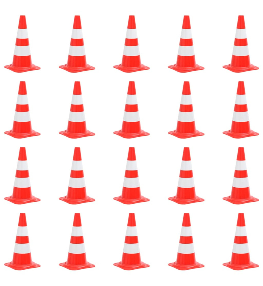 Cônes de signalisation réfléchissants 20pcs Rouge et blanc 50cm