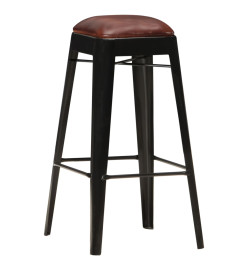 Tabourets de bar lot de 2 noir cuir véritable