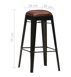 Tabourets de bar lot de 2 noir cuir véritable