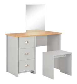 Coiffeuse avec miroir et tabouret Gris 104 x 45 x 131 cm