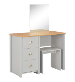 Coiffeuse avec miroir et tabouret Gris 104 x 45 x 131 cm