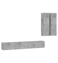 Ensemble de meubles TV 4 pcs Gris béton Aggloméré