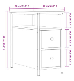 Table de chevet chêne marron 30x60x60 cm bois d'ingénierie