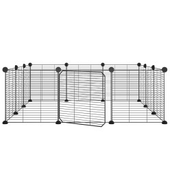 Cage animaux de compagnie à 12 panneaux et porte Noir 35x35 cm