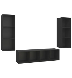 Ensemble de meuble TV 3 pcs Noir Aggloméré