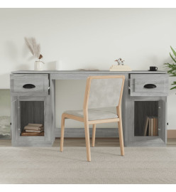 Bureau avec armoire sonoma gris bois d'ingénierie