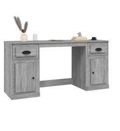 Bureau avec armoire sonoma gris bois d'ingénierie