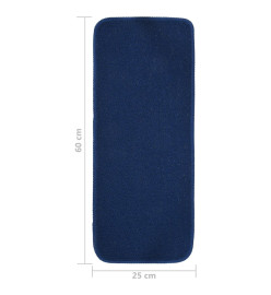 Tapis d'escalier 15 pcs 60x25 cm Bleu marine Rectangulaire