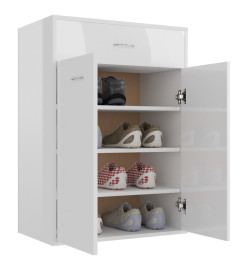 Armoire à chaussures Blanc brillant 60x35x84 cm Aggloméré