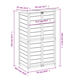 Abri à outils de jardin moka 83x57x140 cm bois massif pin