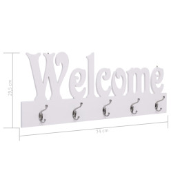 Porte-manteau mural WELCOME Blanc 74x29,5 cm